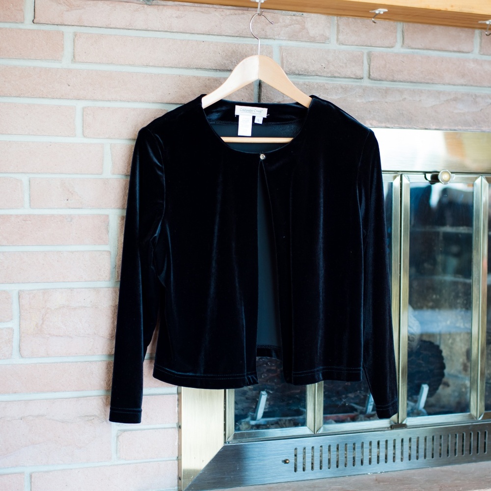 Coldwater Creek Black Velvet Cardigan